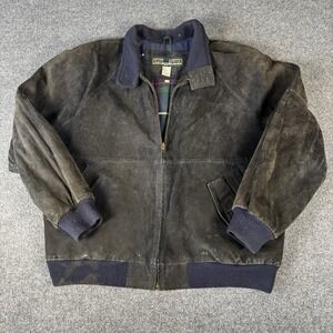 Vintage River Trader Brown Black Bomber Style Jacket Size Medium